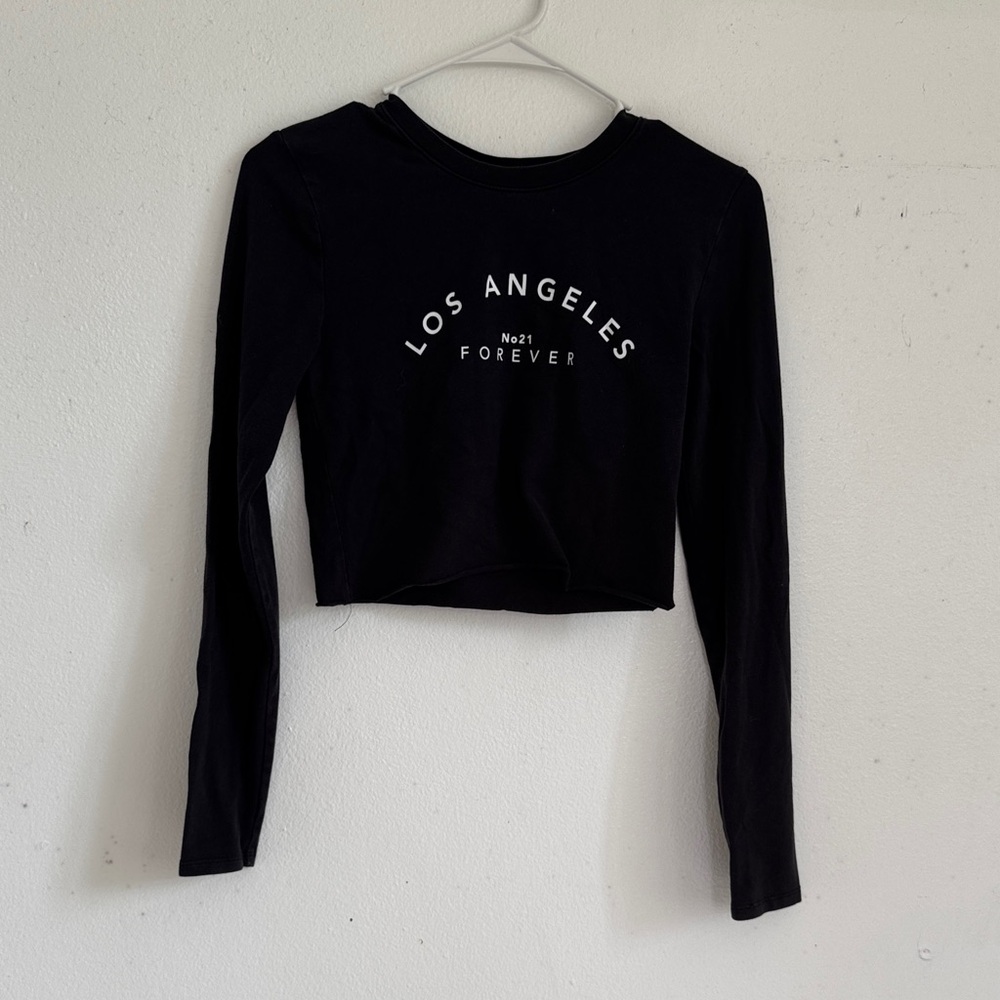 Forever 21 Black Long Sleeve Tee with Los Angeles Print